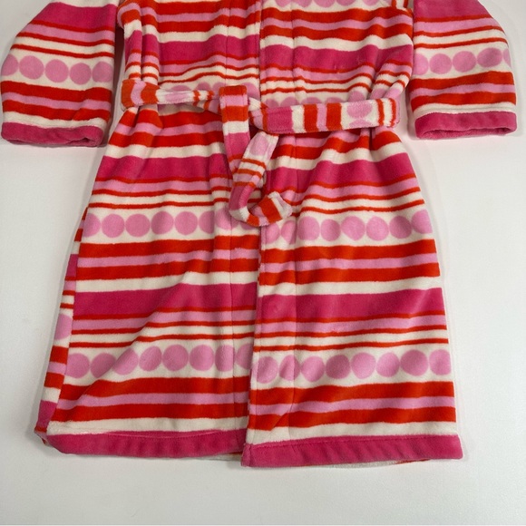 Tucker+Tate Girls Plush Hooded Comfy Long Pink Art Deco Tie Waist Robe Size M - Picture 2 of 8